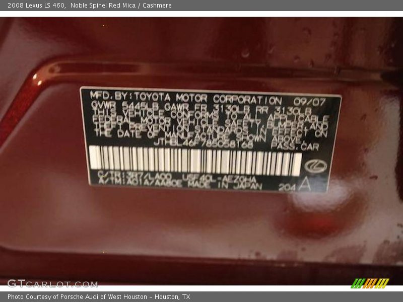 Noble Spinel Red Mica / Cashmere 2008 Lexus LS 460