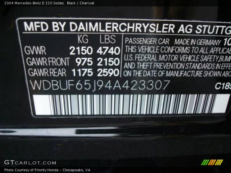 Black / Charcoal 2004 Mercedes-Benz E 320 Sedan