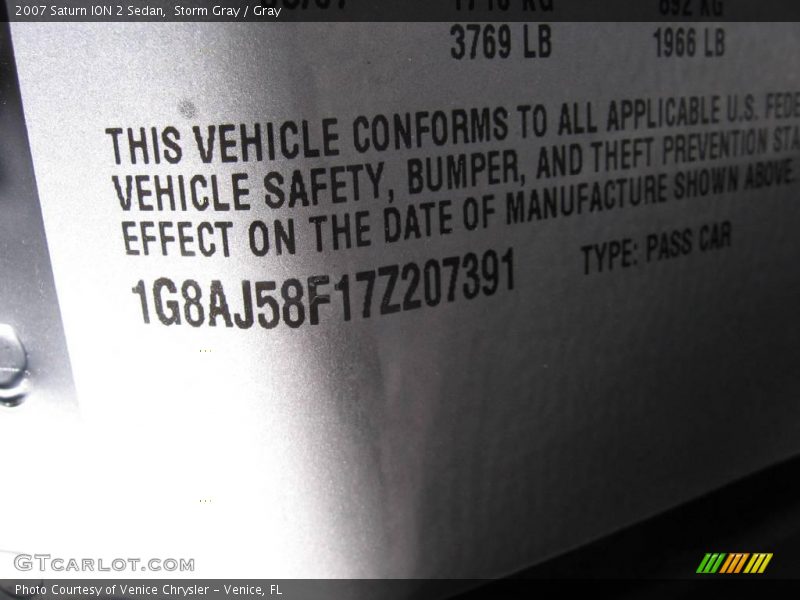 Storm Gray / Gray 2007 Saturn ION 2 Sedan