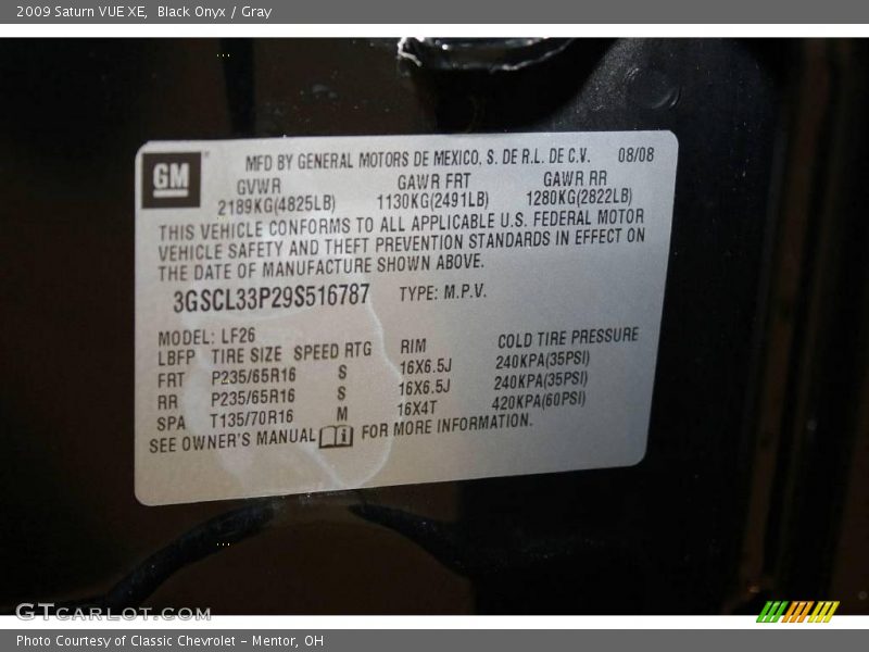 Black Onyx / Gray 2009 Saturn VUE XE