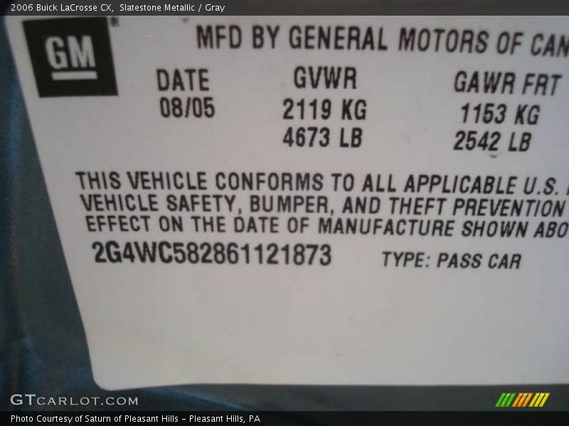 Slatestone Metallic / Gray 2006 Buick LaCrosse CX