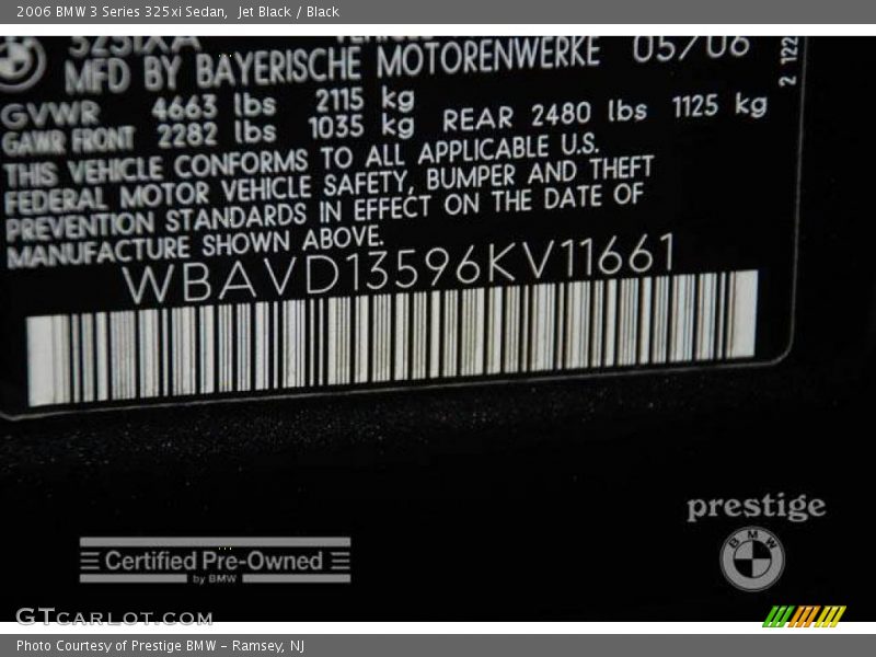 Jet Black / Black 2006 BMW 3 Series 325xi Sedan