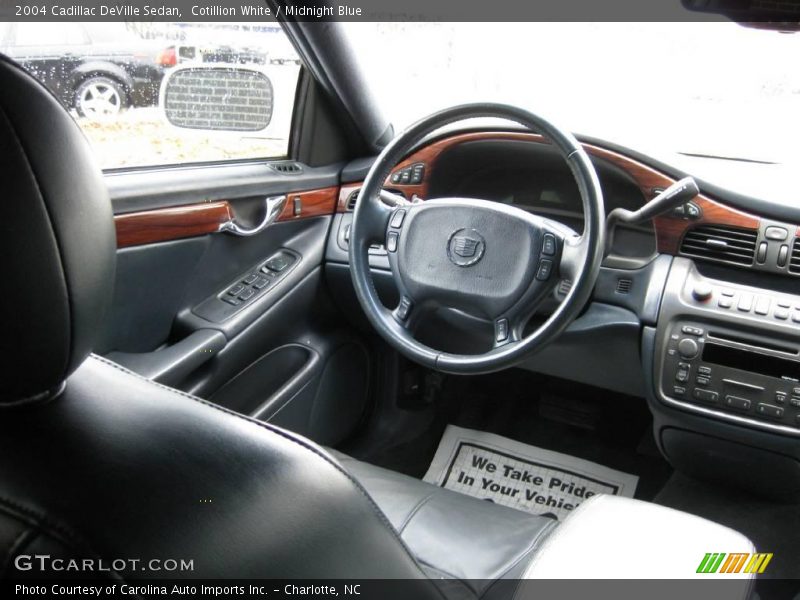 Cotillion White / Midnight Blue 2004 Cadillac DeVille Sedan