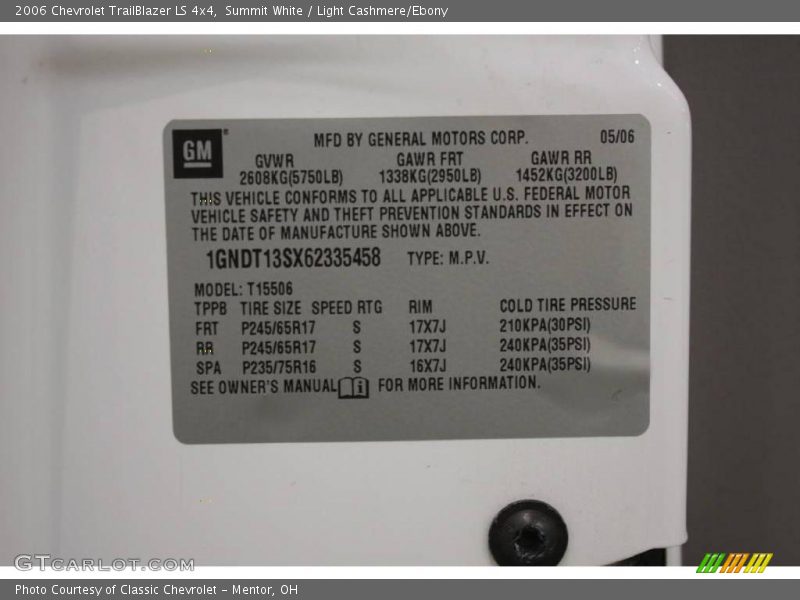 Summit White / Light Cashmere/Ebony 2006 Chevrolet TrailBlazer LS 4x4