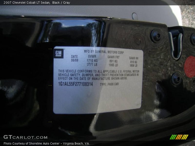 Black / Gray 2007 Chevrolet Cobalt LT Sedan