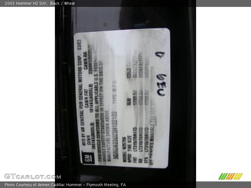 Black / Wheat 2003 Hummer H2 SUV