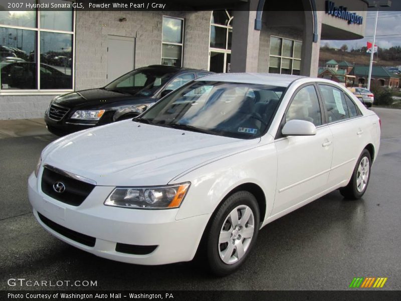 Powder White Pearl / Gray 2007 Hyundai Sonata GLS