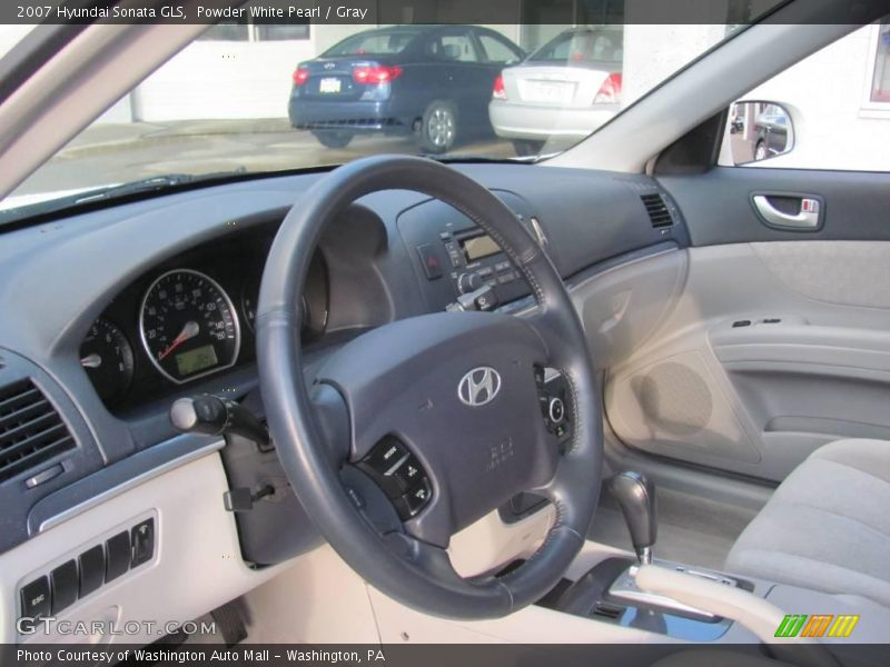 Powder White Pearl / Gray 2007 Hyundai Sonata GLS