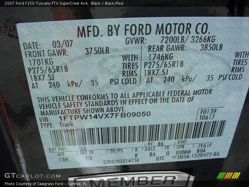 Black / Black/Red 2007 Ford F150 Tuscany FTX SuperCrew 4x4
