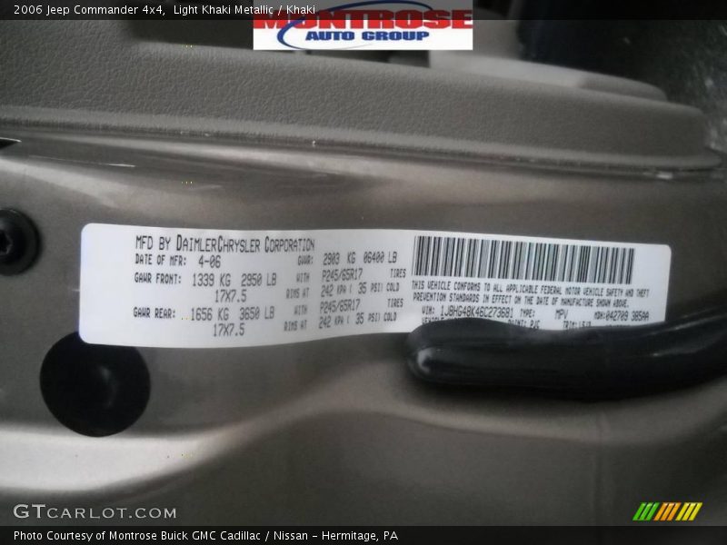 Light Khaki Metallic / Khaki 2006 Jeep Commander 4x4