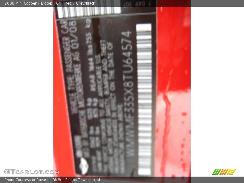 Chili Red / Grey/Black 2008 Mini Cooper Hardtop