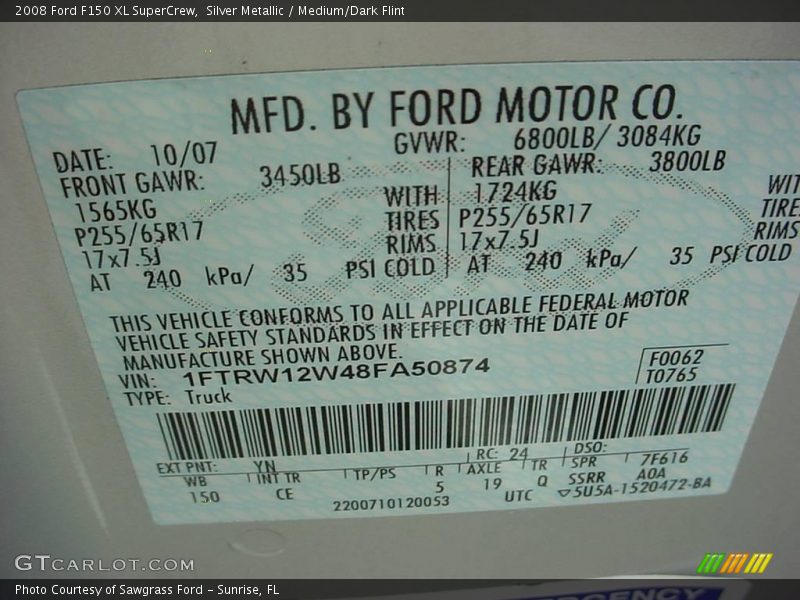 Silver Metallic / Medium/Dark Flint 2008 Ford F150 XL SuperCrew