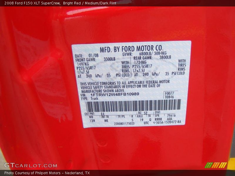 Bright Red / Medium/Dark Flint 2008 Ford F150 XLT SuperCrew
