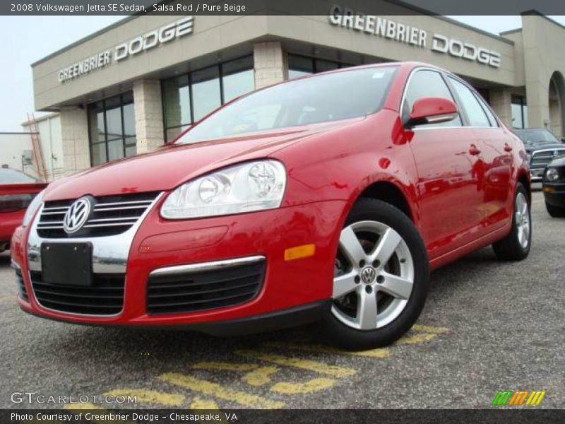 Salsa Red / Pure Beige 2008 Volkswagen Jetta SE Sedan