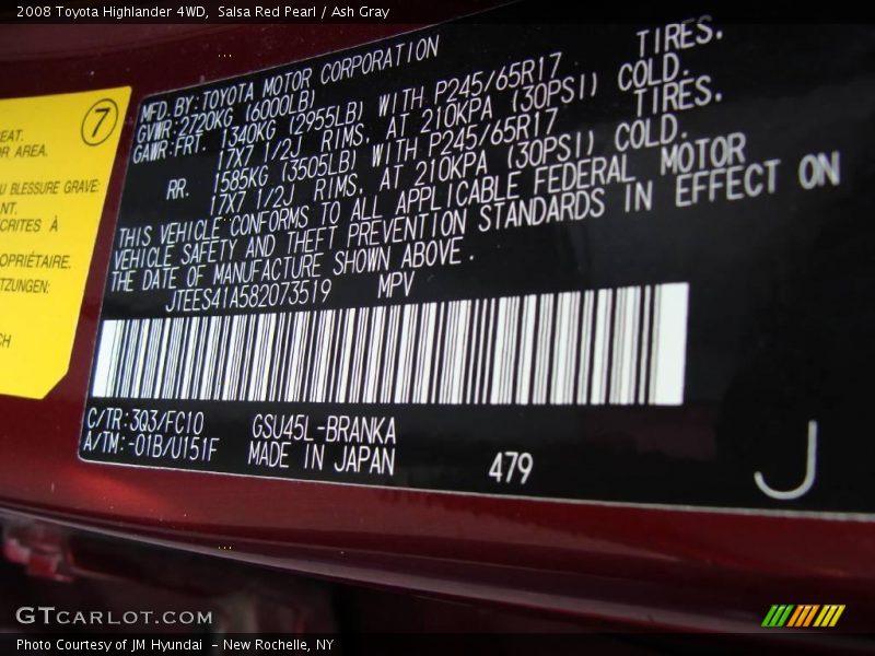 Salsa Red Pearl / Ash Gray 2008 Toyota Highlander 4WD