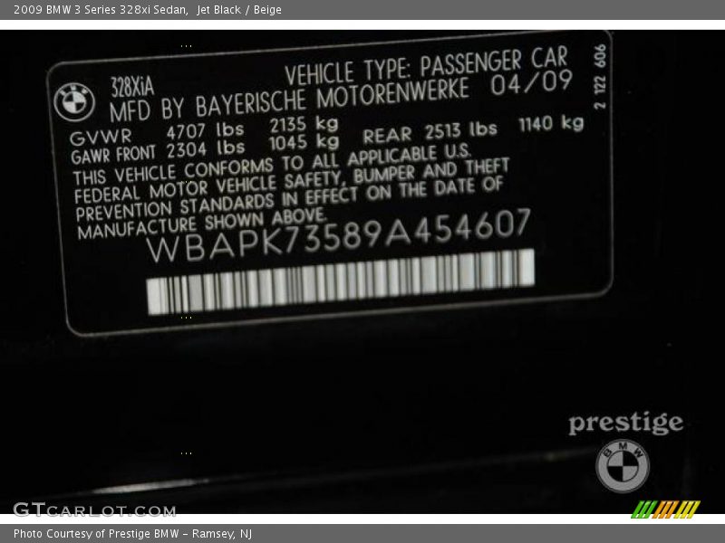 Jet Black / Beige 2009 BMW 3 Series 328xi Sedan