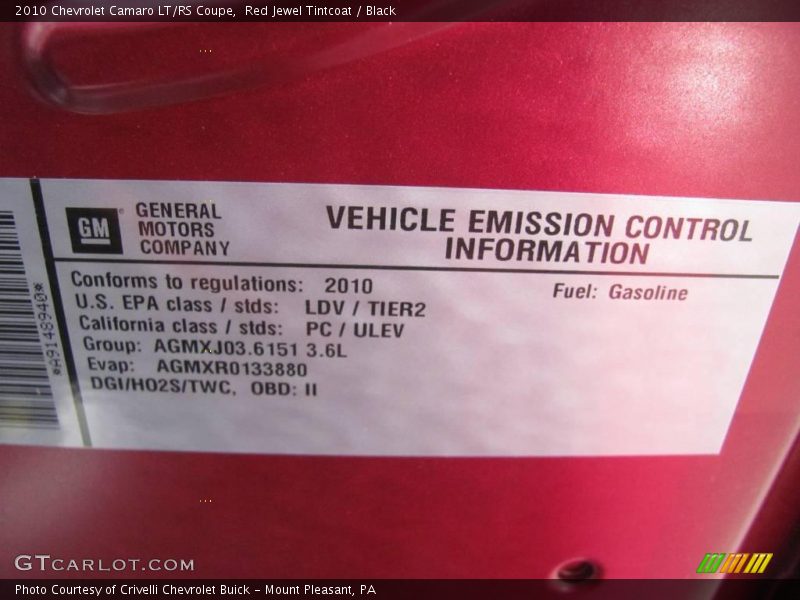 Red Jewel Tintcoat / Black 2010 Chevrolet Camaro LT/RS Coupe
