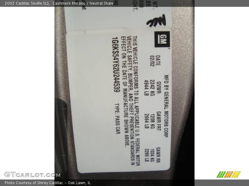 Cashmere Metallic / Neutral Shale 2002 Cadillac Seville SLS