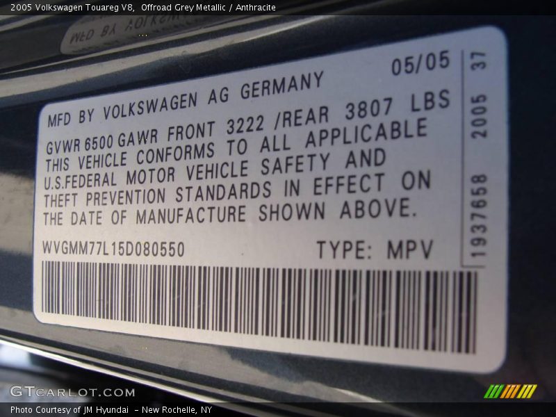 Offroad Grey Metallic / Anthracite 2005 Volkswagen Touareg V8