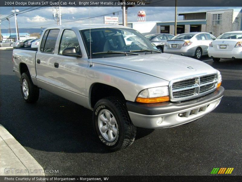 Bright Silver Metallic / Dark Slate Gray 2004 Dodge Dakota SXT Quad Cab 4x4