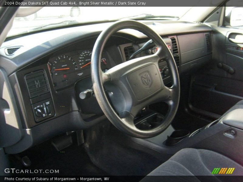 Bright Silver Metallic / Dark Slate Gray 2004 Dodge Dakota SXT Quad Cab 4x4
