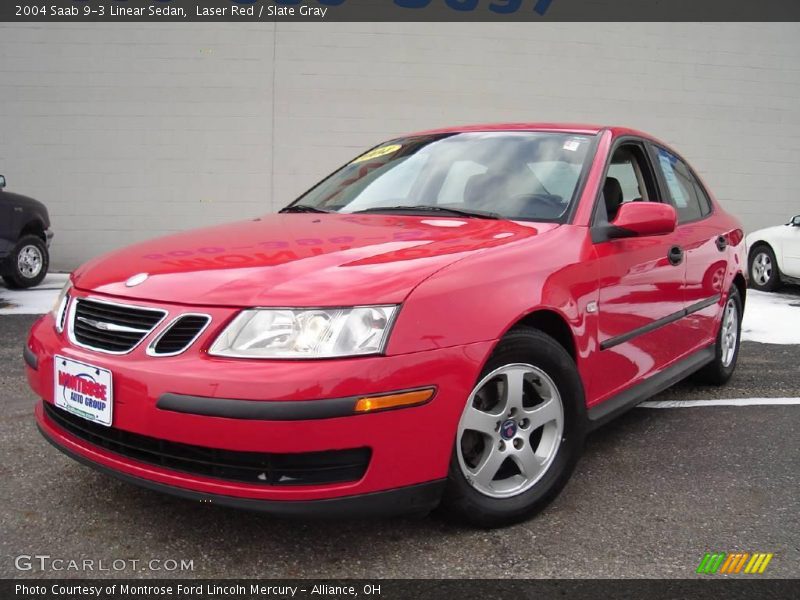 Laser Red / Slate Gray 2004 Saab 9-3 Linear Sedan
