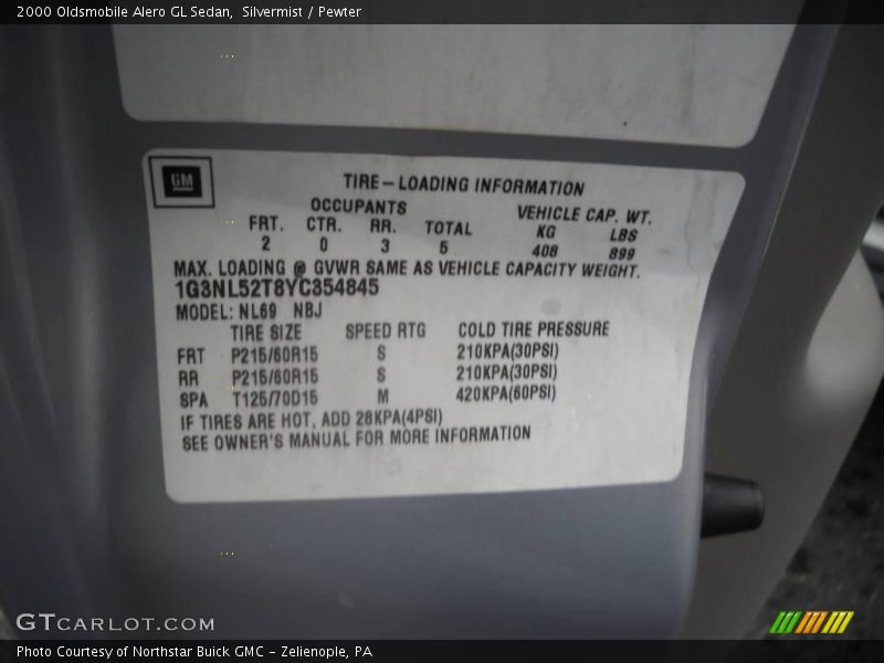 Silvermist / Pewter 2000 Oldsmobile Alero GL Sedan