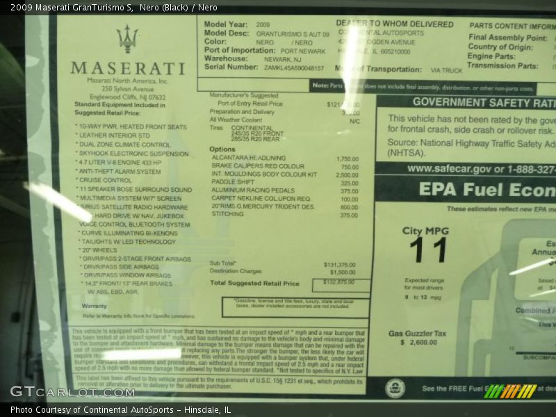 Nero (Black) / Nero 2009 Maserati GranTurismo S