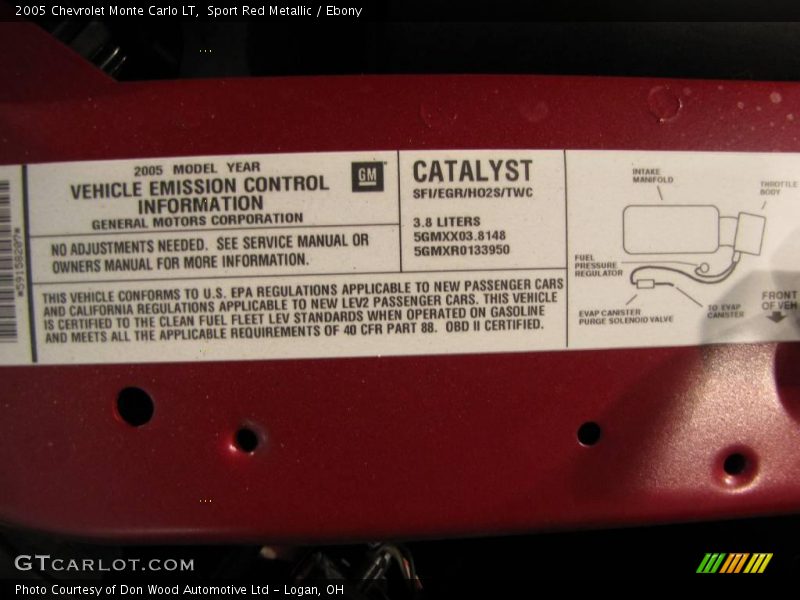 Sport Red Metallic / Ebony 2005 Chevrolet Monte Carlo LT