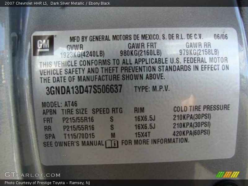 Dark Silver Metallic / Ebony Black 2007 Chevrolet HHR LS