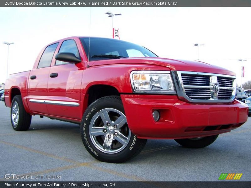 Flame Red / Dark Slate Gray/Medium Slate Gray 2008 Dodge Dakota Laramie Crew Cab 4x4