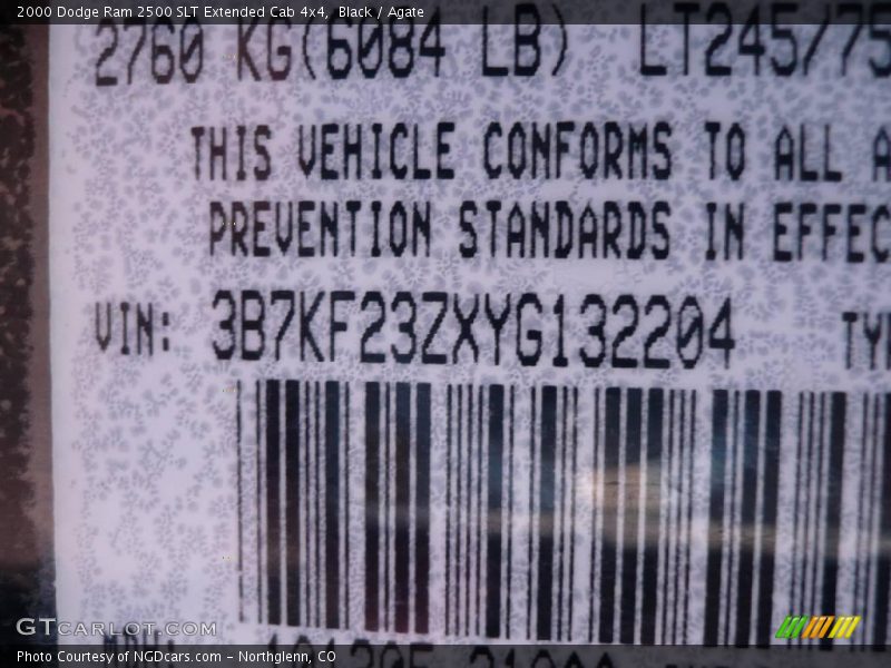 Black / Agate 2000 Dodge Ram 2500 SLT Extended Cab 4x4
