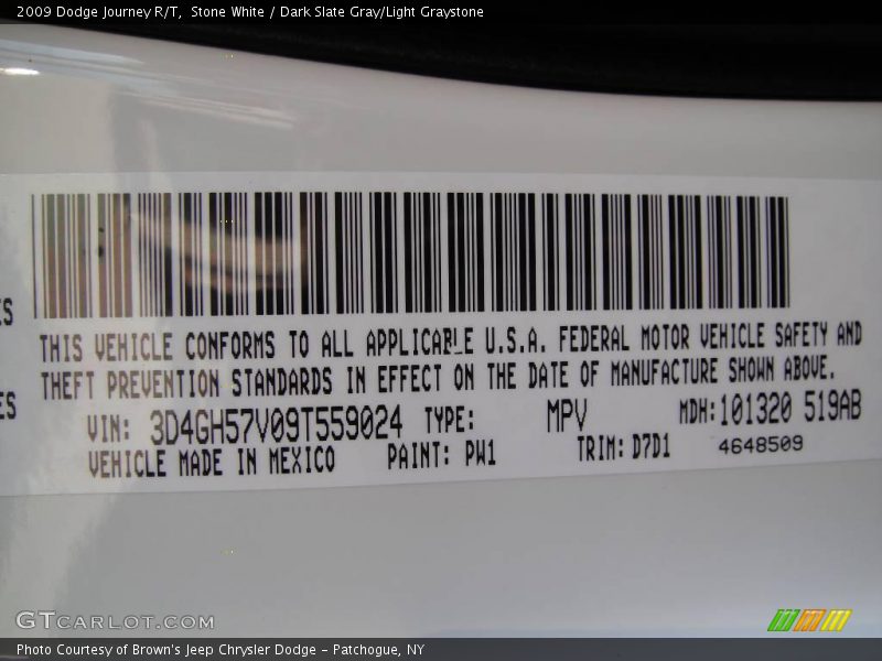 Stone White / Dark Slate Gray/Light Graystone 2009 Dodge Journey R/T