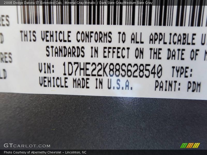 Mineral Gray Metallic / Dark Slate Gray/Medium Slate Gray 2008 Dodge Dakota ST Extended Cab