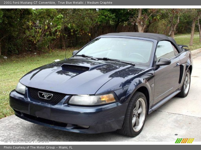 True Blue Metallic / Medium Graphite 2001 Ford Mustang GT Convertible