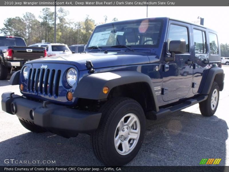 Deep Water Blue Pearl / Dark Slate Gray/Medium Slate Gray 2010 Jeep Wrangler Unlimited Sport 4x4