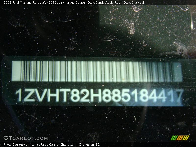 Dark Candy Apple Red / Dark Charcoal 2008 Ford Mustang Racecraft 420S Supercharged Coupe