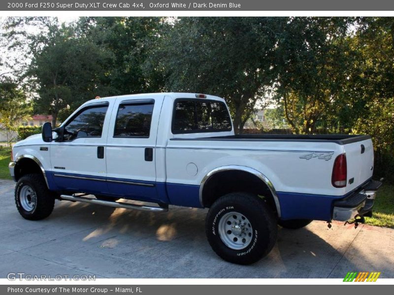 Oxford White / Dark Denim Blue 2000 Ford F250 Super Duty XLT Crew Cab 4x4
