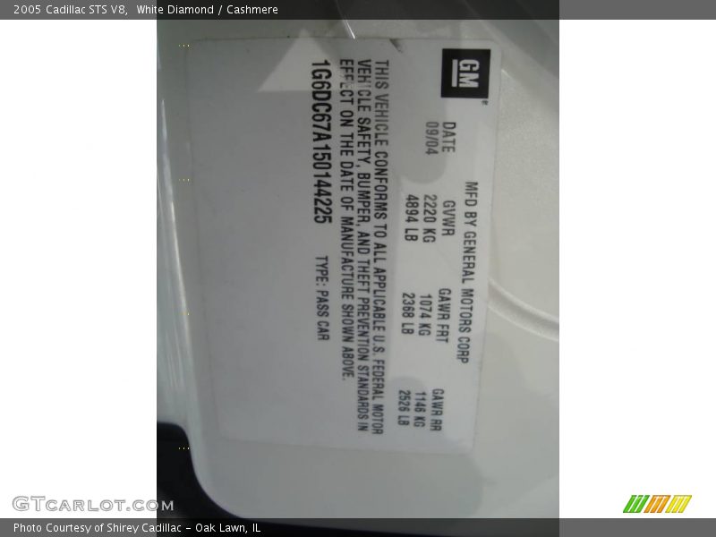 White Diamond / Cashmere 2005 Cadillac STS V8
