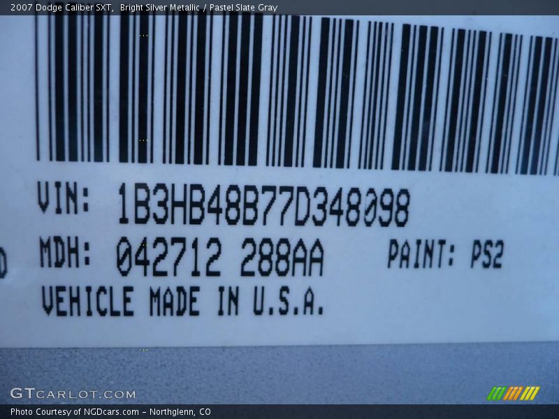 Bright Silver Metallic / Pastel Slate Gray 2007 Dodge Caliber SXT