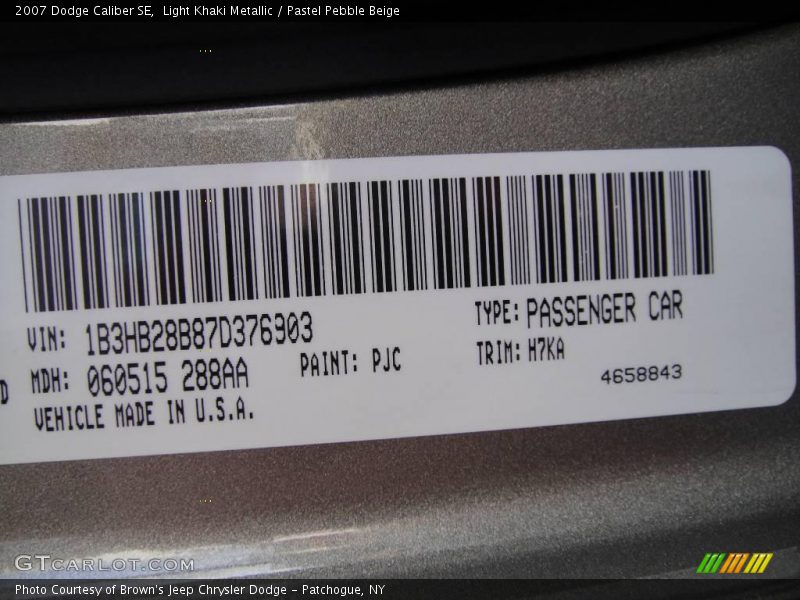 Light Khaki Metallic / Pastel Pebble Beige 2007 Dodge Caliber SE