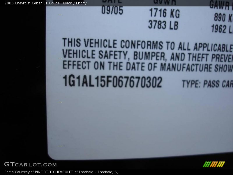 Black / Ebony 2006 Chevrolet Cobalt LT Coupe