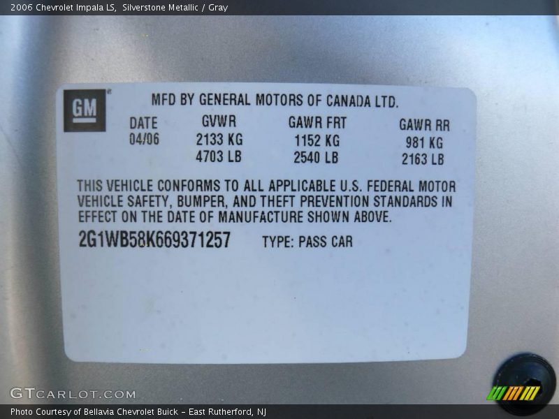 Silverstone Metallic / Gray 2006 Chevrolet Impala LS
