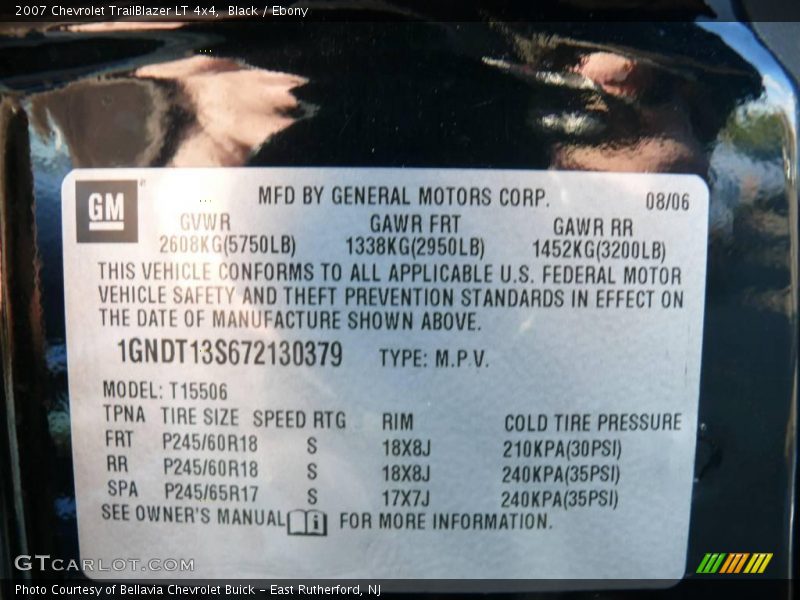 Black / Ebony 2007 Chevrolet TrailBlazer LT 4x4