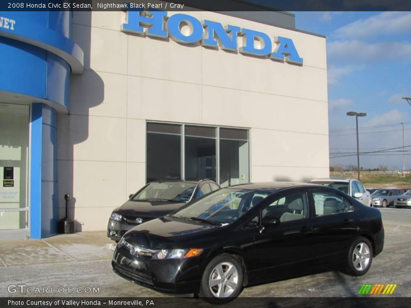 Nighthawk Black Pearl / Gray 2008 Honda Civic EX Sedan