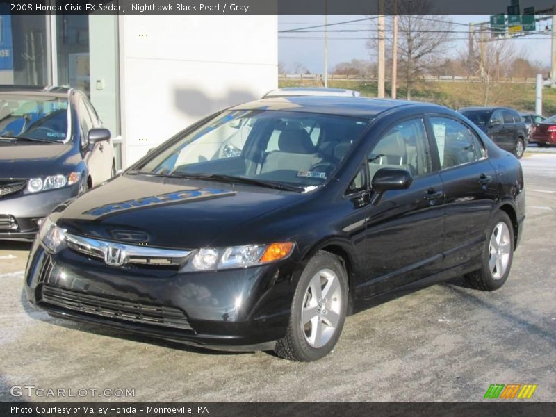 Nighthawk Black Pearl / Gray 2008 Honda Civic EX Sedan