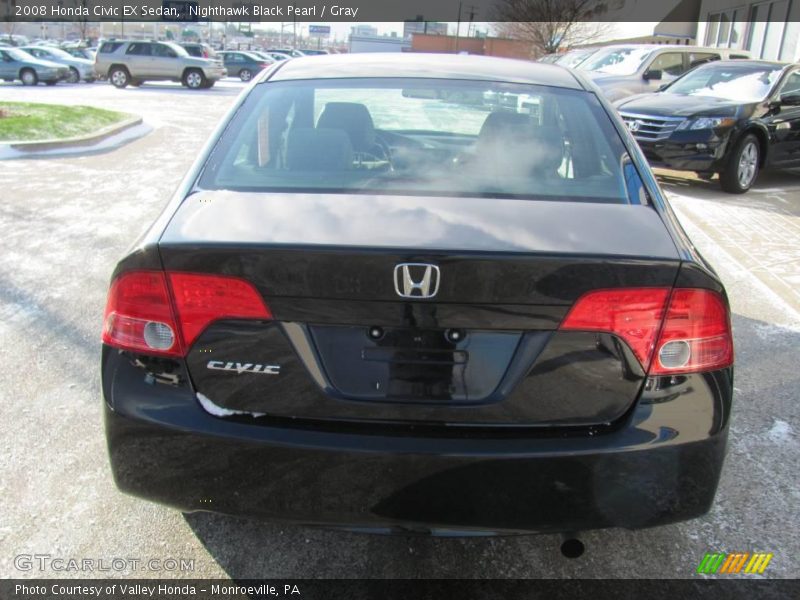 Nighthawk Black Pearl / Gray 2008 Honda Civic EX Sedan