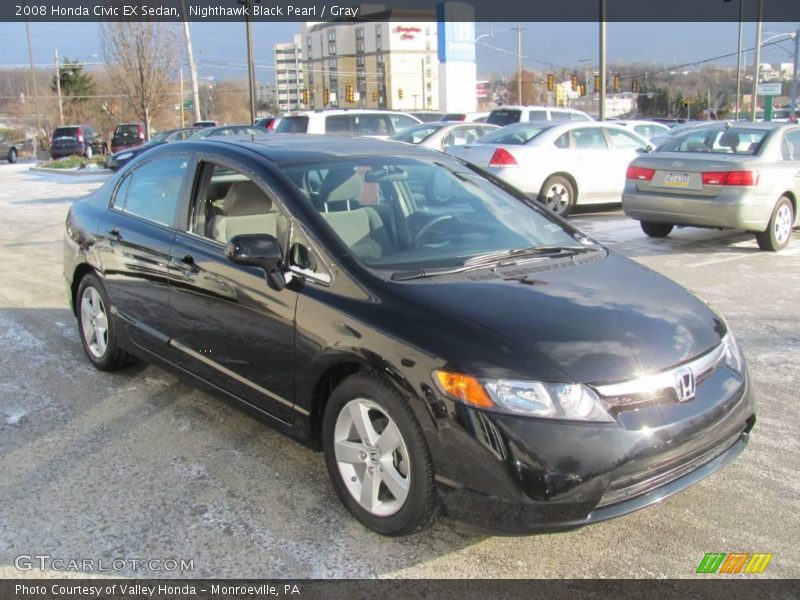 Nighthawk Black Pearl / Gray 2008 Honda Civic EX Sedan