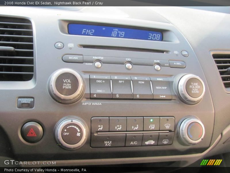 Nighthawk Black Pearl / Gray 2008 Honda Civic EX Sedan