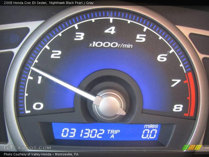 Nighthawk Black Pearl / Gray 2008 Honda Civic EX Sedan